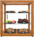 20 in. 3-Tier Light Wood Countertop Dry Bakery Display Case, Pastry, Cake and Cookie Display with Tempered Glass
