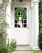 20 inch Artificial Boxwood Wreath for Front Door, Greenery Spring Summer Wreath for All Seasons with Sash, St, alternate view