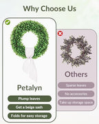 20 inch Artificial Boxwood Wreath for Front Door, Greenery Spring Summer Wreath for All Seasons with Sash, St, alternate view