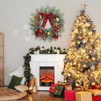 20 Inch Artificial Christmas Wreath for Front Door with Pine Needles Red Berries Pine Cones Buffalo Plaid Bow, alternate view