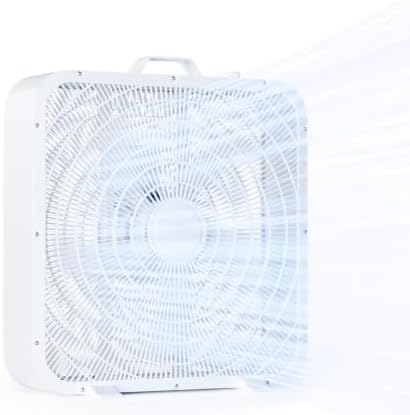 20 Inch Box Fan with Carry Handle, Portable Powerful and Quiet 3-speed Floor Fan with Protection Net, Durable