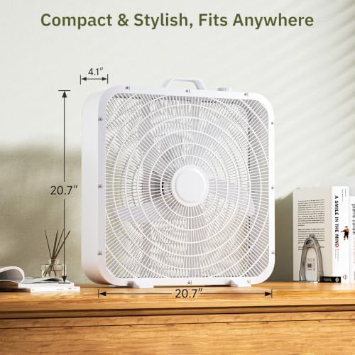 20 Inch Box Fan with Carry Handle, Portable Powerful and Quiet 3-speed Floor Fan with Protection Net, Durable, alternate view