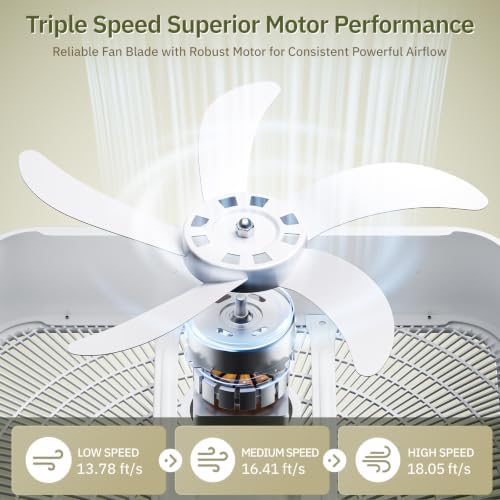 20 Inch Box Fan with Carry Handle, Portable Powerful and Quiet 3-speed Floor Fan with Protection Net, Durable, alternate view