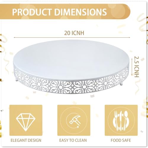 20 Inch Cake Stand Round Metal Cupcake in White, alternate view 3