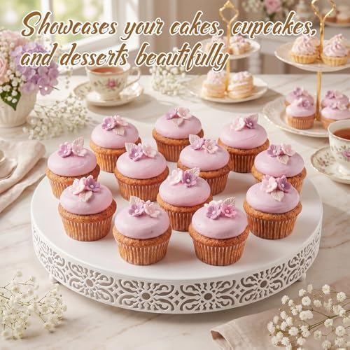 20 Inch Cake Stand Round Metal Cupcake in White, alternate view 6