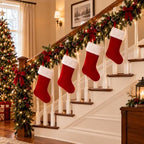 20 Inch Christmas Stockings Decorations: Classic Plain Red White Velvet Cotton Plush - Handmade Decor for, alternate view 2