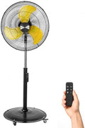20 Inch DC Motor Pedestal Fan, Energy Efficient & Quiet 5100 CFM High Velocity Oscillating Standing Fan with