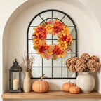 20 Inch Fall Orange Wreaths for Front Door Outside Autumn Wreath, alternate view 6