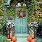 20 inch Fall Wreath Autumn Door Wreath with Eucalyptus Leaves, Mixed Grain for Front Door Farmhouse Indoor, alternate view 2