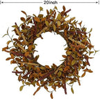 20 inch Fall Wreath Autumn Door Wreath with Eucalyptus Leaves, Mixed Grain for Front Door Farmhouse Indoor, alternate view 3