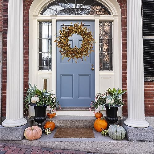 20 inch Fall Wreath Autumn Door Wreath with Eucalyptus Leaves, Mixed Grain for Front Door Farmhouse Indoor, alternate view 4