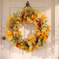 20 Inch Fall Wreath for Front Door Autumn, Mixed Leaf & Orange Berry in Orange