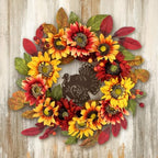 20 Inch Fall Wreath for Front Door, Turkey Rustic Thanksgiving Harvest Decor