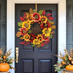 20 Inch Fall Wreath for Front Door, Turkey Rustic Thanksgiving Harvest Decor, alternate view 2