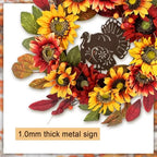 20 Inch Fall Wreath for Front Door, Turkey Rustic Thanksgiving Harvest Decor, alternate view 5