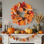20 Inch Fall Wreaths Decorations Maples Autumn Wreath with Hanger, alternate view 3