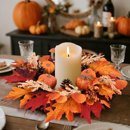 20 Inch Fall Wreaths Decorations Maples Autumn Wreath with Hanger, alternate view 4