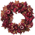 20 Inch Fall Wreaths for Front Door with Apples Hydrangea Fall Leaves - Thanksgiving Harvest Festival Deep Red