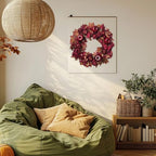 20 Inch Fall Wreaths for Front Door with Apples Hydrangea Fall Leaves - Thanksgiving Harvest Festival Deep Red, alternate