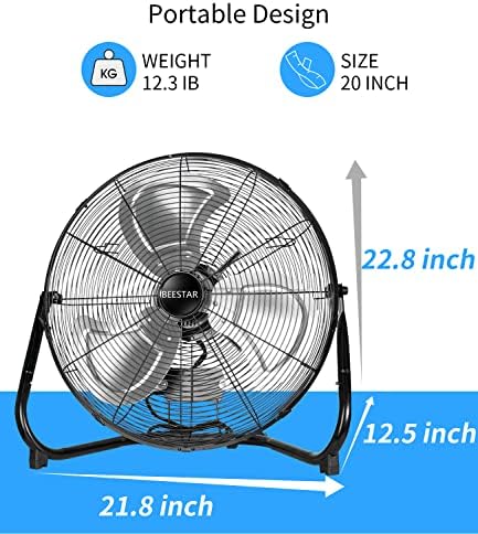 20 Inch Heavy Duty High Velocity Metal Floor Fan, alternate view 2