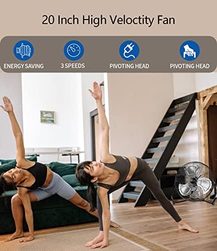 20 Inch Heavy Duty High Velocity Metal Floor Fan, alternate view 4