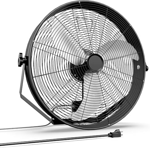 20 Inch High Velocity Wall Mount Fan with Rack, 3 Speed Industrial/Commercial Metal Ventilation Fan,2 Pack, alternate view 3