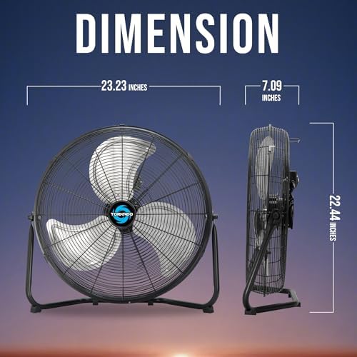 20 Inch Industrial Powerful Metal Floor Fan, 3-Speed High Velocity Cooling Floor Standing Fan for Industrial, alternate view