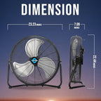 20 Inch Industrial Powerful Metal Floor Fan, 3-Speed High Velocity Cooling Floor Standing Fan for Industrial, alternate view