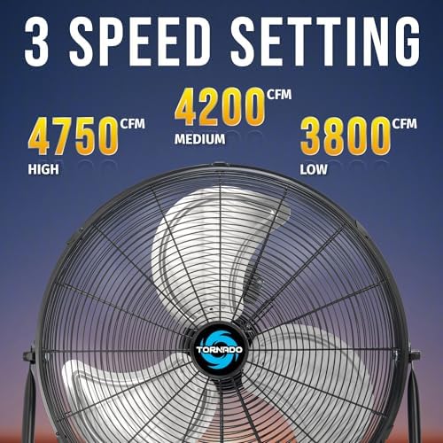 20 Inch Industrial Powerful Metal Floor Fan, 3-Speed High Velocity Cooling Floor Standing Fan for Industrial, alternate view