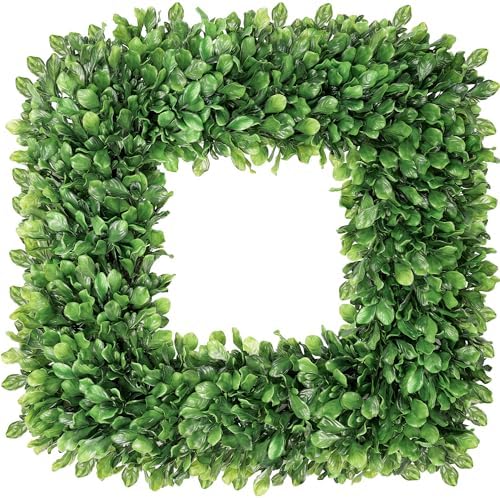 20 Inch Large Boxwood Wreath, Spring Summer Artificial Green Wreaths for Front Door Farmhous Wedding Window