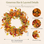 20 Inch Pre-Lit Eucalyptus and Magnolia Fall Wreath with 30 LEDs in Orange-green 20", alternate view 2