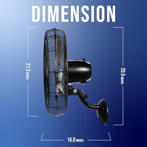 20 Inch Pro Series High Velocity Oscillating Wall Mount Fan For Industrial, Commercial, Residential Use 3 Speed, alternate