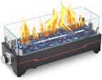 20 Inch Propane Tabletop Fire Pit, 40,000 BTU with Glass Wind Guard