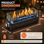 20 Inch Propane Tabletop Fire Pit, 40,000 BTU with Glass Wind Guard, alternate view 2