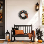 20 Inch Pumpkin Halloween Wreath with 30 Orange LEDs & Spiderweb Bow in Black, alternate view 5