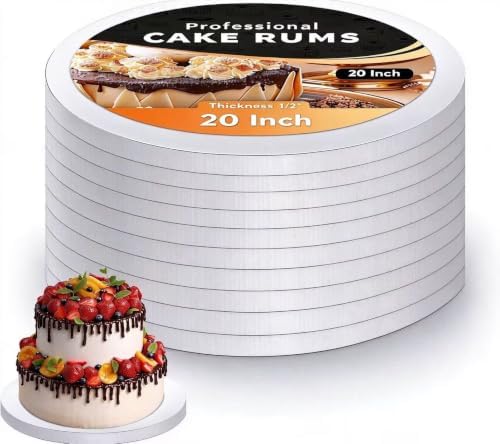 20 Inch Round Cake Drum 3-Pack,1/2" Thick Corrugated Greaseproof Cake Board in White