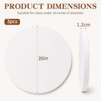 20 Inch Round Cake Drum 3-Pack,1/2" Thick Corrugated Greaseproof Cake Board in White, alternate view 3