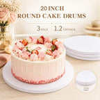 20 Inch Round Cake Drum 3-Pack,1/2" Thick Corrugated Greaseproof Cake Board in White, alternate view 4