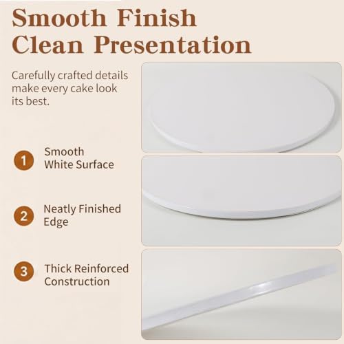 20 Inch Round Cake Drum 3-Pack,1/2" Thick Corrugated Greaseproof Cake Board in White, alternate view 6