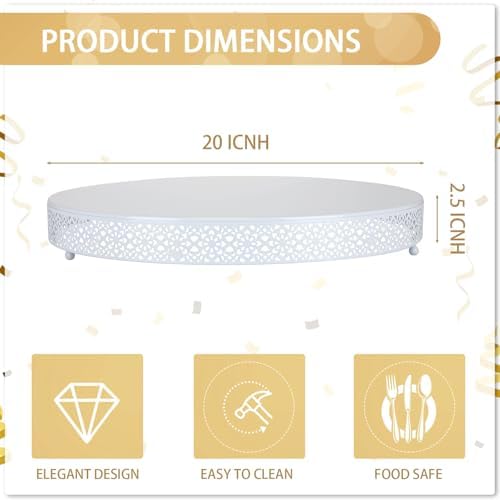 20 Inch Round Wedding Cake Stand for Cupcakes & Desserts, White in White, alternate view 2