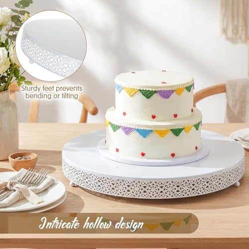 20 Inch Round Wedding Cake Stand for Cupcakes & Desserts, White in White, alternate view 3