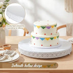 20 Inch Round Wedding Cake Stand for Cupcakes & Desserts, White in White, alternate view 3