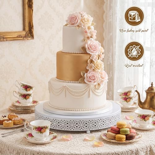 20 Inch Round Wedding Cake Stand for Cupcakes & Desserts, White in White, alternate view 4