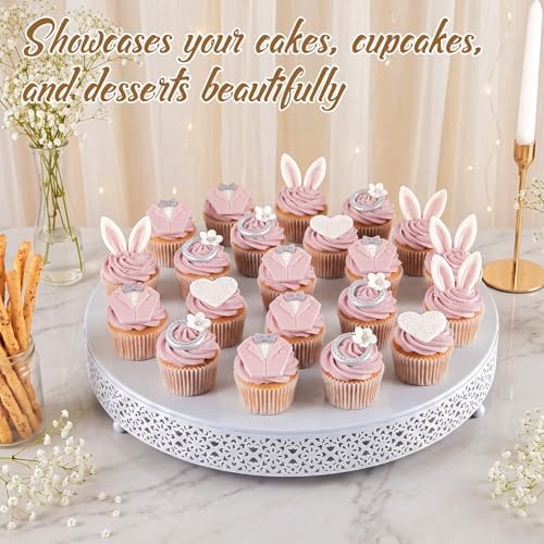 20 Inch Round Wedding Cake Stand for Cupcakes & Desserts, White in White, alternate view 5