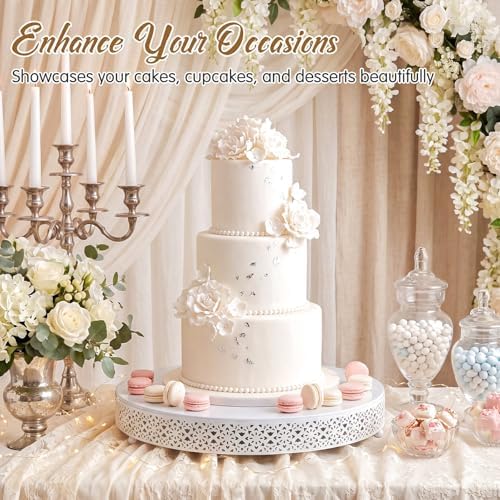 20 Inch Round Wedding Cake Stand for Cupcakes & Desserts, White in White, alternate view 6