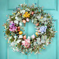 20 Inch Spring Easter Wreath for Front Door with Easter Egg & Lambs Ear