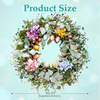 20 Inch Spring Easter Wreath for Front Door with Easter Egg & Lambs Ear, alternate view 4