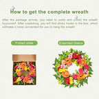 20 Inch Spring Wreath for Front Door, Artificial Silk Flower Wreath on Grapevine Base with Orange Rose-Style, alternate view