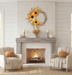 20 Inch Sunflower Fall Wreath for Front Door with White Pumpkin and Berries in Multicolor, alternate view 7