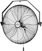 20 Inch Wall Mount Fan, 4750 CFM High Velocity Metal Fan with 3 Speeds, Sealed Motor & 360° Tilt, Heavy Duty